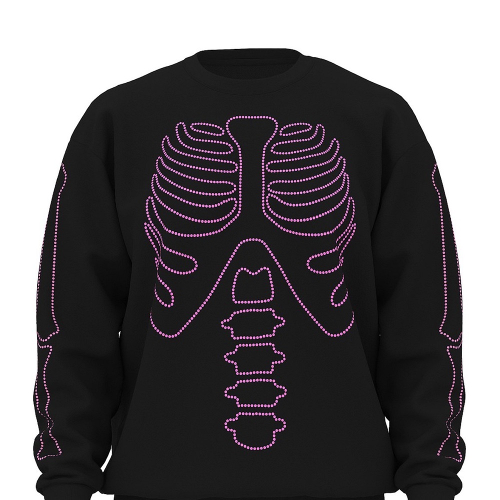 PINK Victoria's Secret Halloween Skeleton Ivy Fleece crew sweatshirt